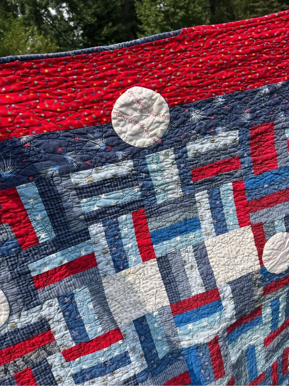 Handmade Quilt Baseball Patchwork Sport Theme 5ft x 51in ⚾️